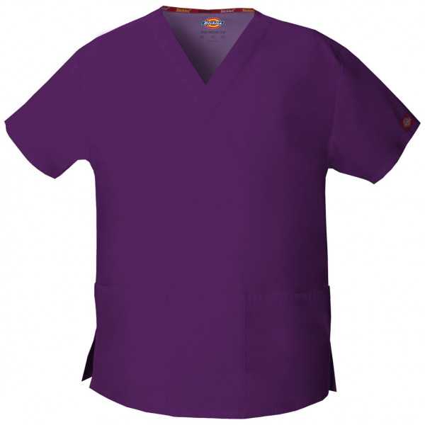 Blouse médicale Col V Homme, Dickies, 2 poches, Collection "EDS signature" (86706), couleur aubergine, vue produit