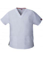 Blouse médicale Col V Homme, Dickies, 2 poches, Collection "EDS signature" (86706), couleur blanc, vue produit