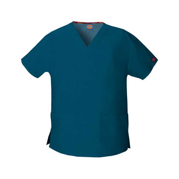 Blouse médicale Col V Homme, Dickies, 2 poches, Collection "EDS signature" (86706), couleur vert caraïbe, vue produit