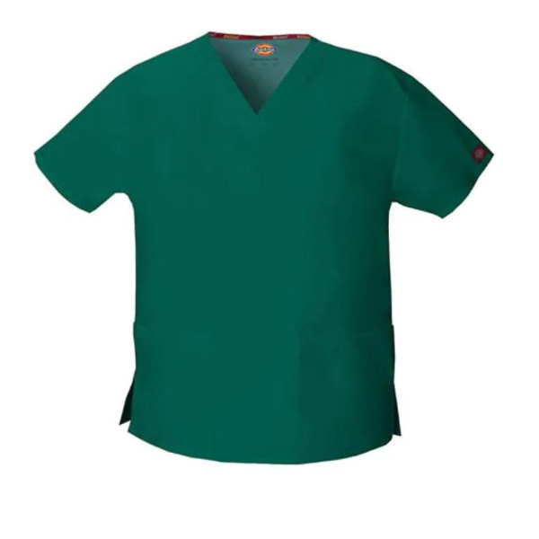 Blusa médica de cuello en V para hombres, Dickies, 2 bolsillos, Colección "EDS Signature" (86706)