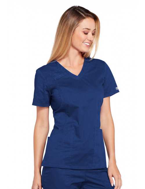 Blouse médicale Femme, Cherokee, collection "Core Stretch" (4710) bleu marine gauche
