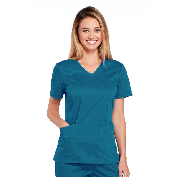 Blouse médicale Femme, Cherokee, collection "Core Stretch" (4710) vert caraibe face Blouse médicale Femme, Cherokee, collection "Core Stretch" (4710) vert caraibe face