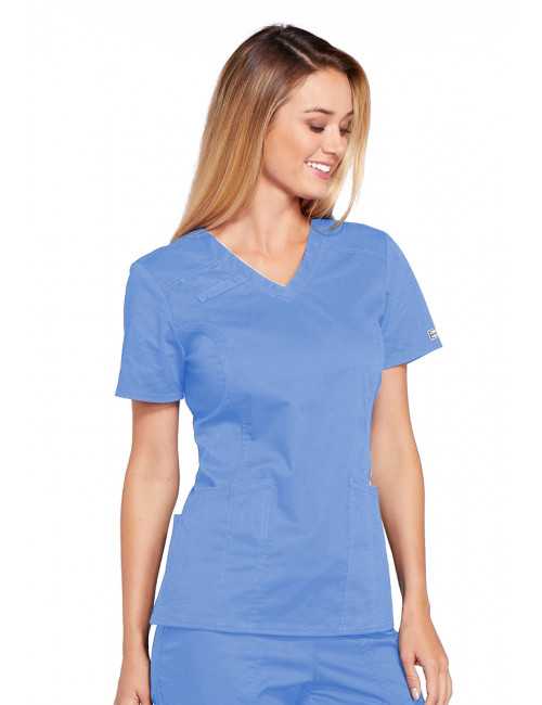 Blouse médicale Femme, Cherokee, collection "Core Stretch" (4710) bleu ciel gauche