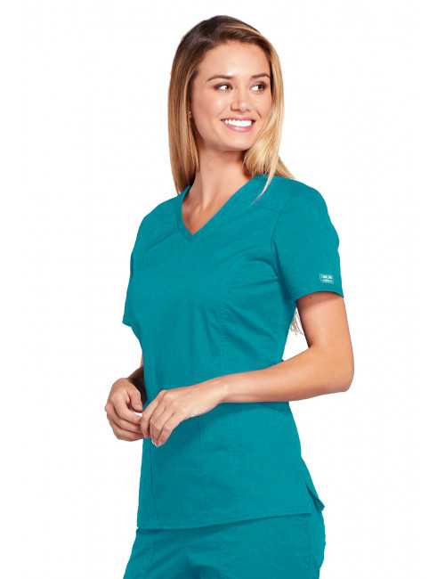 Blouse médicale Femme, Cherokee, collection "Core Stretch" (4710) teal blue droite