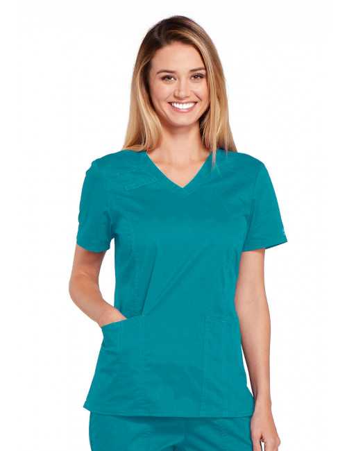 Blouse médicale Femme, Cherokee, collection "Core Stretch" (4710) teal blue face