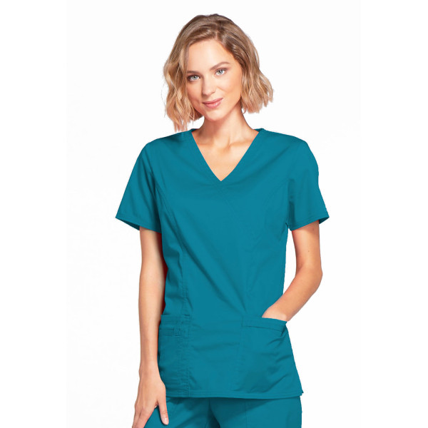 Blouse médicale Femme, Cherokee, collection "Core Stretch" (4728) vert caraibe face Blouse médicale Femme, Cherokee, collection "Core Stretch" (4728) vert caraibe face