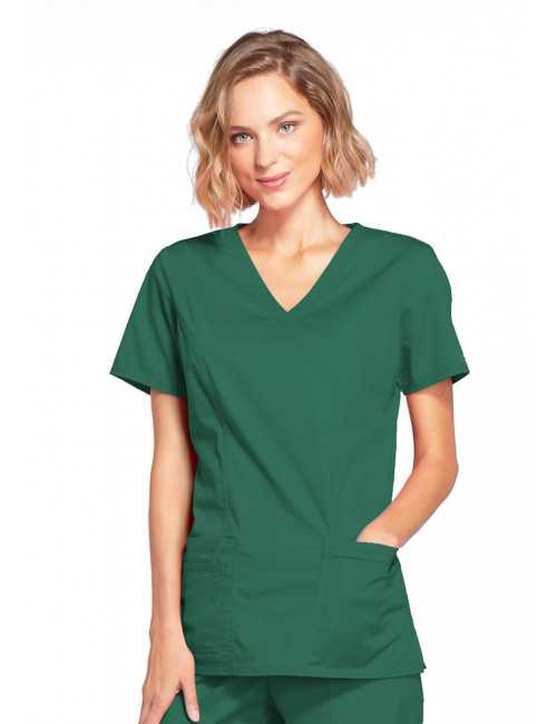 Blouse médicale Femme, Cherokee, collection "Core Stretch" (4728) vert chirurgien face