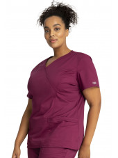 Blouse médicale Femme, Cherokee, collection "Core Stretch" (4728) bordeaux gauche