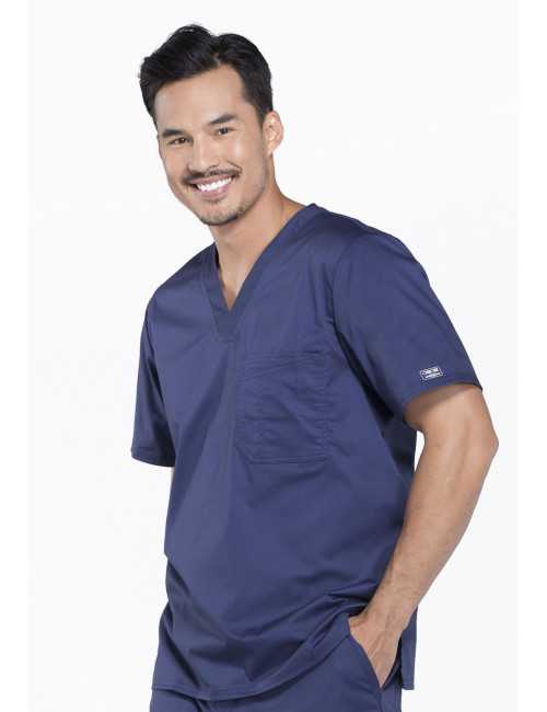 Blouse médicale 1 poche Homme Cherokee, collection "Core stretch" (4743) marine droite