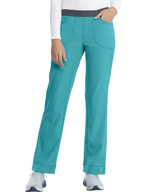 Pantalon médical élastique Femme Antimicrobien, Cherokee, Collection "Infinity" (1124A) teal blue droite