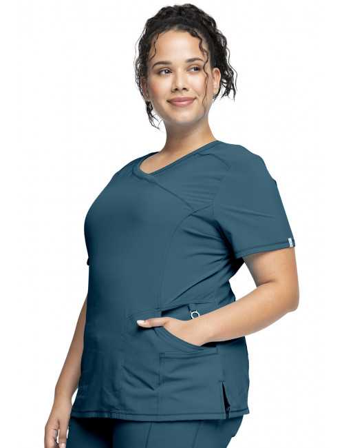 Blouse Médicale Femme Antibactérienne Cherokee, Collection "Infinity" (2625A) vert caraibe gauche