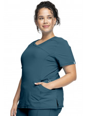 Blouse Médicale Femme Antibactérienne Cherokee, Collection "Infinity" (2625A) vert caraibe gauche