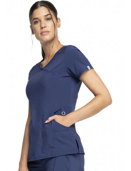 Blouse Médicale Femme Antibactérienne Cherokee, Collection "Infinity" (2625A) bleu marine gauche