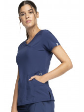 Blouse Médicale Femme Antibactérienne Cherokee, Collection "Infinity" (2625A) bleu marine gauche