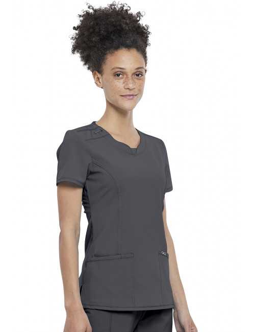Blouse médicale antimicrobienne Femme Col rond, Cherokee, Collection "Infinity" (2624A) gris gauche