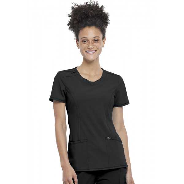 Blouse médicale antimicrobienne Femme Col rond, Cherokee, Collection "Infinity" (2624A) noir face