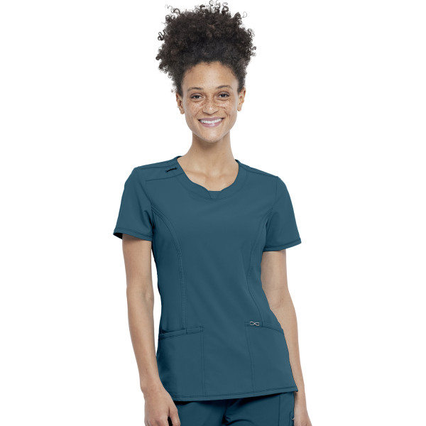 Blouse médicale antimicrobienne Femme Col rond, Cherokee, Collection "Infinity" (2624A) vert caraibe face Blouse médicale antimicrobienne Femme Col rond, Cherokee, Collection "Infinity" (2624A) vert caraibe face