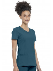 Blouse médicale antimicrobienne Femme Col rond, Cherokee, Collection "Infinity" (2624A) vert caraibe gauche