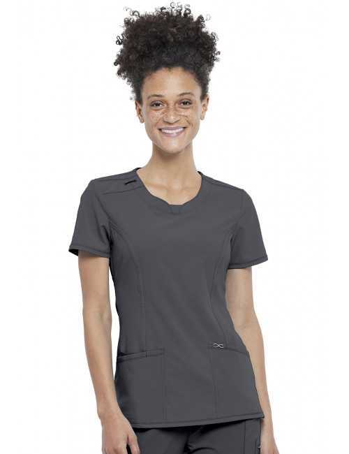 Blouse médicale antimicrobienne Femme Col rond, Cherokee, Collection "Infinity" (2624A) gris face