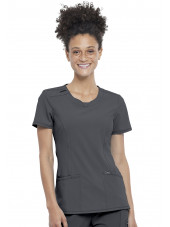 Blouse médicale antimicrobienne Femme Col rond, Cherokee, Collection "Infinity" (2624A) gris face