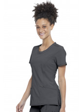 Blouse médicale antimicrobienne Femme Col rond, Cherokee, Collection "Infinity" (2624A) gris droite