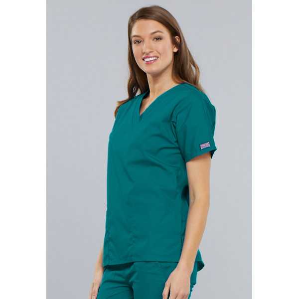Blouse médicale Femme, 2 poches, Cherokee Workwear Originals (4700) teal blue face