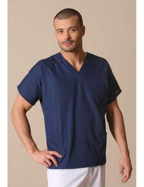 Blouse médicale Homme, 2 poches, Cherokee Workwear Originals (4700) vue modele coté bleu marine