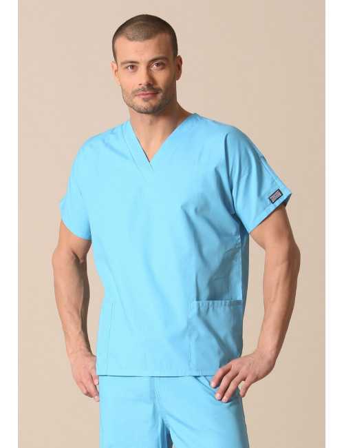 Blouse médicale Homme, 2 poches, Cherokee Workwear Originals (4700) turquoise vue modele