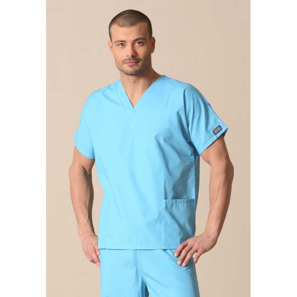 Blouse médicale Homme, 2 poches, Cherokee Workwear Originals (4700) turquoise vue modele