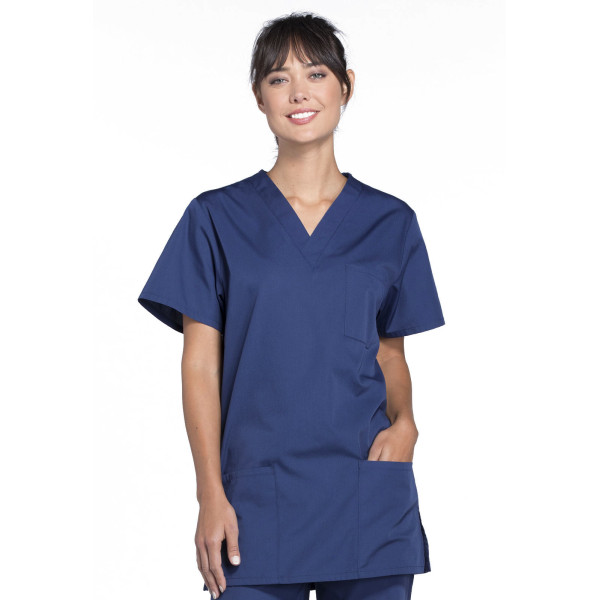 Blouse médicale Femme, 3 poches, Cherokee Workwear Originals (4876) bleu marine face Blouse médicale Femme, 3 poches, Cherokee Workwear Originals (4876) bleu marine face