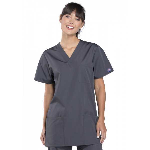 Blouse médicale Femme, 3 poches, Cherokee Workwear Originals (4876) gris anthracite face