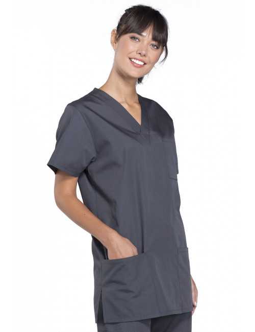 Blouse médicale Femme, 3 poches, Cherokee Workwear Originals (4876) gris anthracite gauche