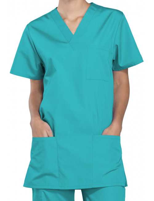 Blouse médicale Femme, 3 poches, Cherokee Workwear Originals (4876) teal blue face