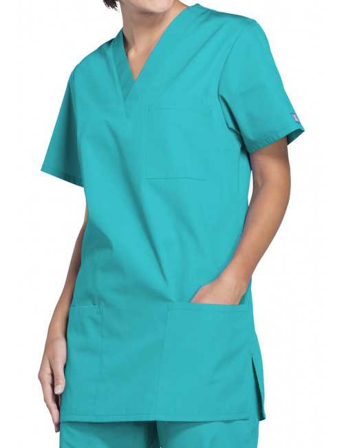 Blouse médicale Femme, 3 poches, Cherokee Workwear Originals (4876) teal blue droite