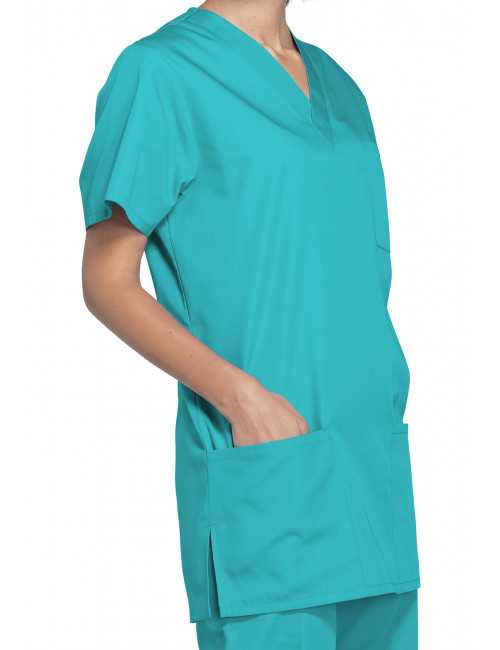Blouse médicale Femme, 3 poches, Cherokee Workwear Originals (4876) teal blue gauche