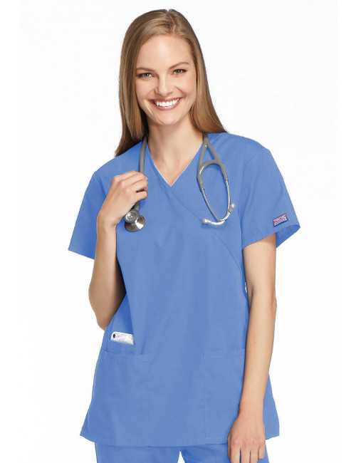 Blouse médicale Femme, 2 poches, Cherokee Workwear Originals (4801) bleu ciel face