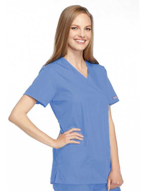 Blouse médicale Femme, 2 poches, Cherokee Workwear Originals (4801) bleu ciel gauche