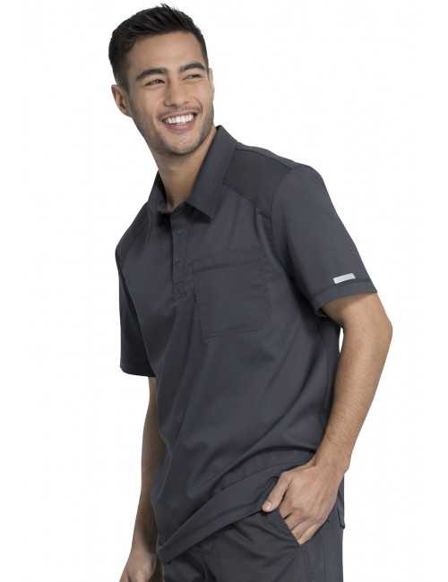 Blouse médicale Homme Col polo, Cherokee, Collection "Revolution" (WW615) gris anthracite droite