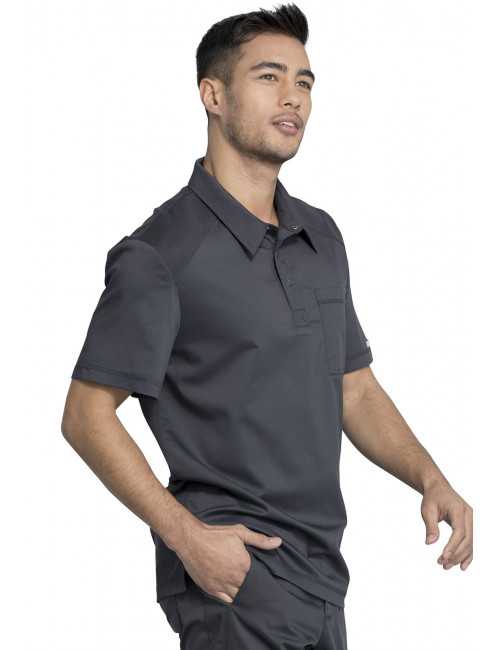 Blouse médicale Homme Col polo, Cherokee, Collection "Revolution" (WW615) gris anthracite gauche