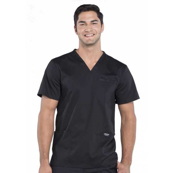 Blouse médicale Homme Col V, Cherokee, Collection "Revolution" (WWE670) noir face