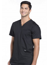 Blouse médicale Homme Col V, Cherokee, Collection "Revolution" (WWE670) noir gauche