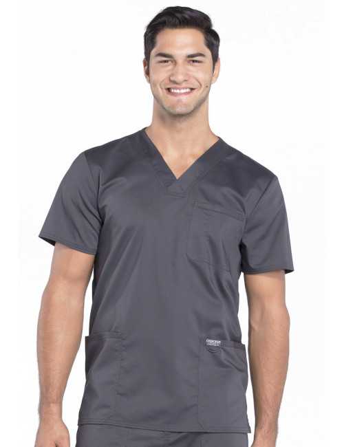 Blouse médicale Homme Col V, Cherokee, Collection "Revolution" (WWE670) gris anthracite face