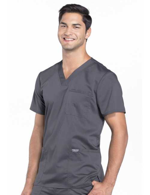 Blouse médicale Homme Col V, Cherokee, Collection "Revolution" (WWE670) gris anthracite droite