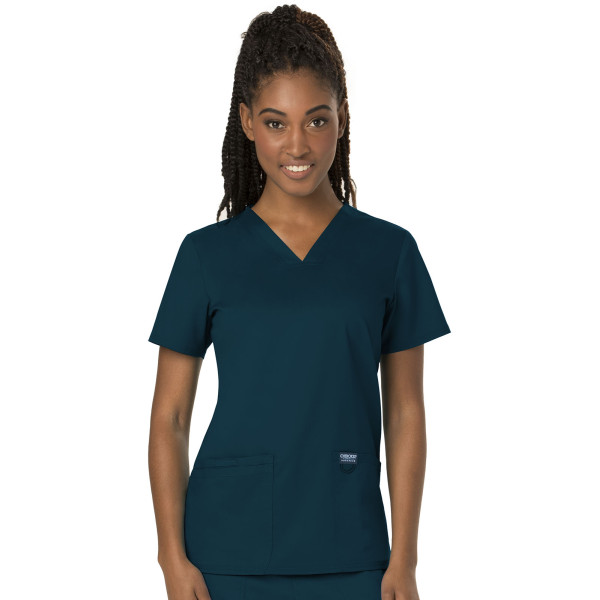 Blouse médicale Femme Col V, Cherokee, Collection "Revolution" (WWE620) vert caraibe face