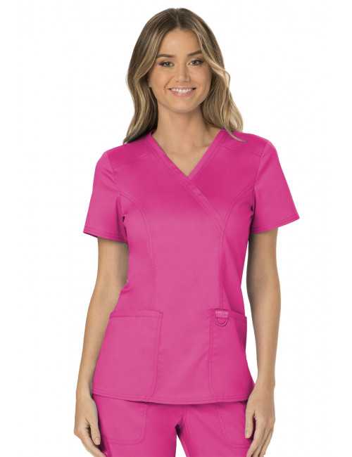Blouse médicale Femme Cache Coeur, Cherokee, Collection "Revolution" (WWE610) rose face