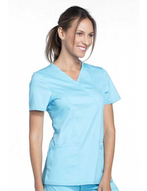 Blouse médicale Femme Cache Coeur, Cherokee, Collection "Revolution" (WWE610) turquoise gauche