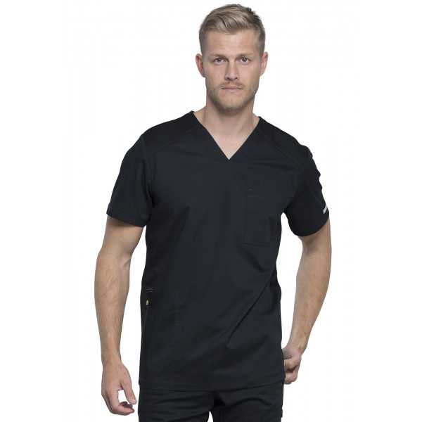 Blouse médicale Homme Col V, Cherokee, Collection "Revolution" (WWE603) noir face