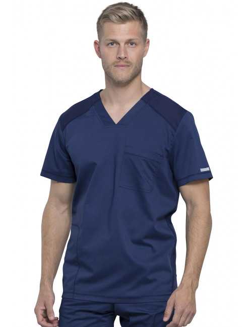 Blouse médicale Homme Col V, Cherokee, Collection "Revolution" (WWE603) bleu marine face