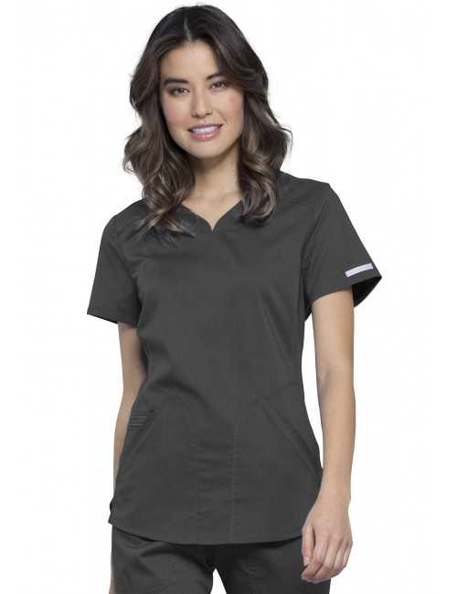 Blouse médicale Femme Col Virgule, Cherokee, Collection "Revolution" (WWE601) gris anthracite face