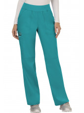 Pantalon médical Femme élastique, Cherokee, Collection "Revolution" (WWE110) teal blue droite